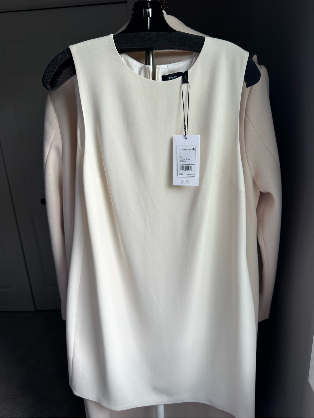 Theory Cream Sleeveless Midi Shift Dress